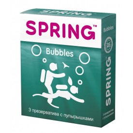 Презервативы SPRING BUBBLES с пупырышками - 3 шт.